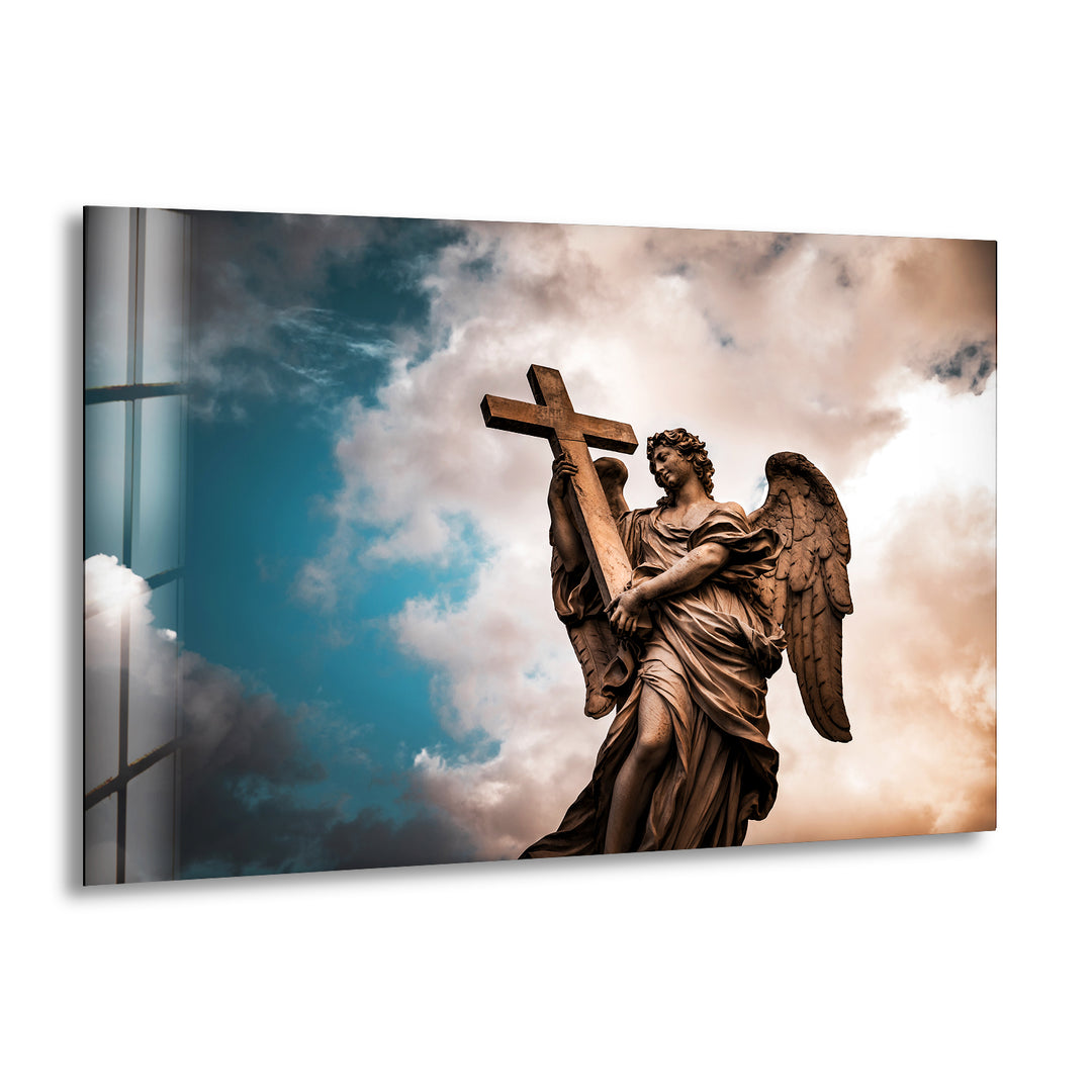 Angel With The Sudarium Glass Wall Artwork | Custom Glass Photos