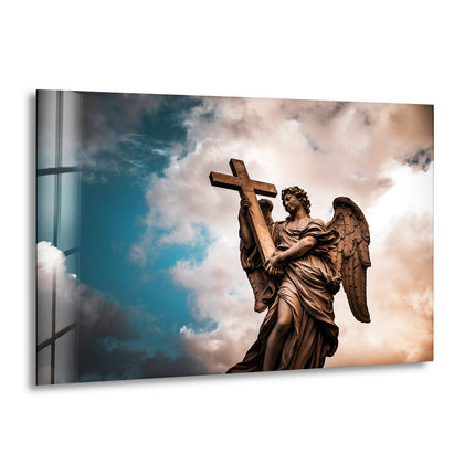 Angel With The Sudarium Glass Wall Artwork | Custom Glass Photos