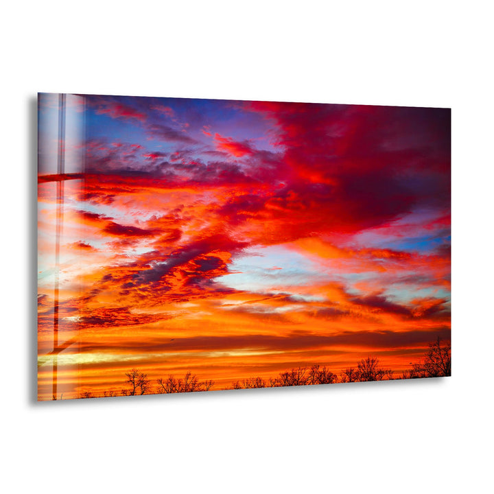 Sunset Sky Red Glass Wall Art Glass Printing Wall Art, Print photos on glass