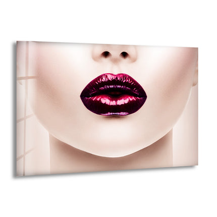 Red Lips Woman Cool Art Glass Wall Art Stunning Abstract Glass Art Paintings