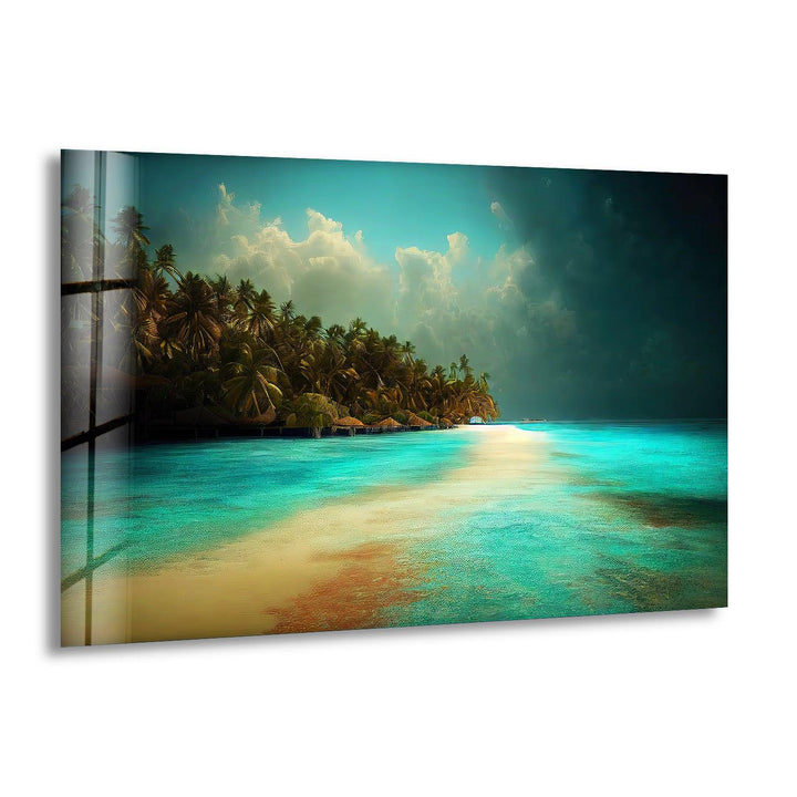 Tropical Island & Palm Tree Glass Wall Art Glass Printing Wall Art, Print photos on glass