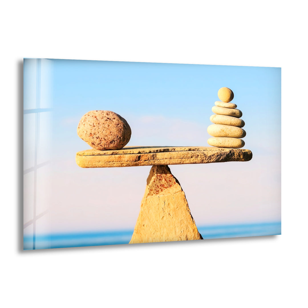 Zen Spa Stone Balance Cool Wall Art & Glass Wall Decor