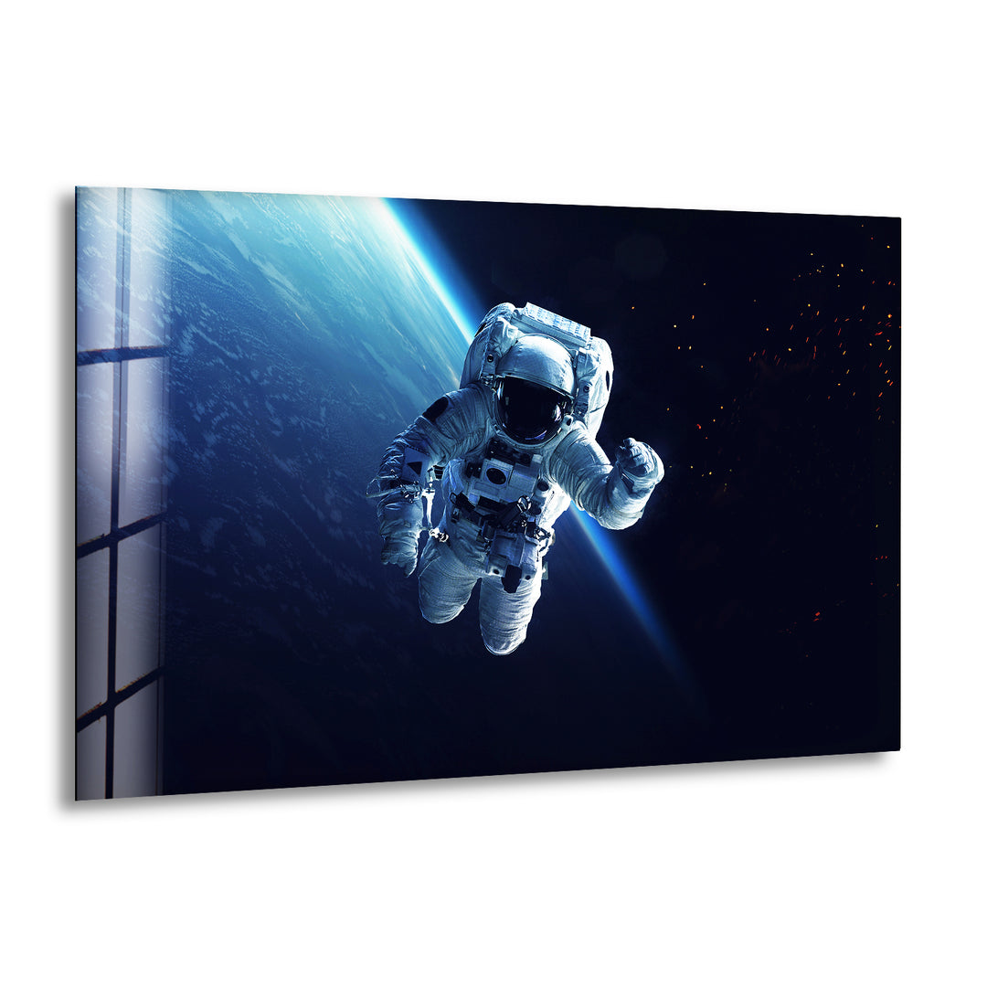 Astronaut At Spacewalk Glass Wall Art, print picture on glass, Tempered Glass Wall Art