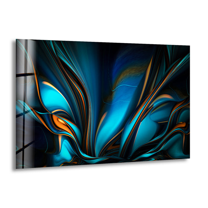 Blue and Orange Abstract Glass Wall Art Decor