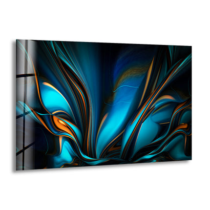 Blue and Orange Abstract Glass Wall Art Decor