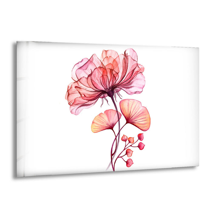 Watercolor Pink Floral Glass Wall Art, print picture on glass, Tempered Glass Wall Art