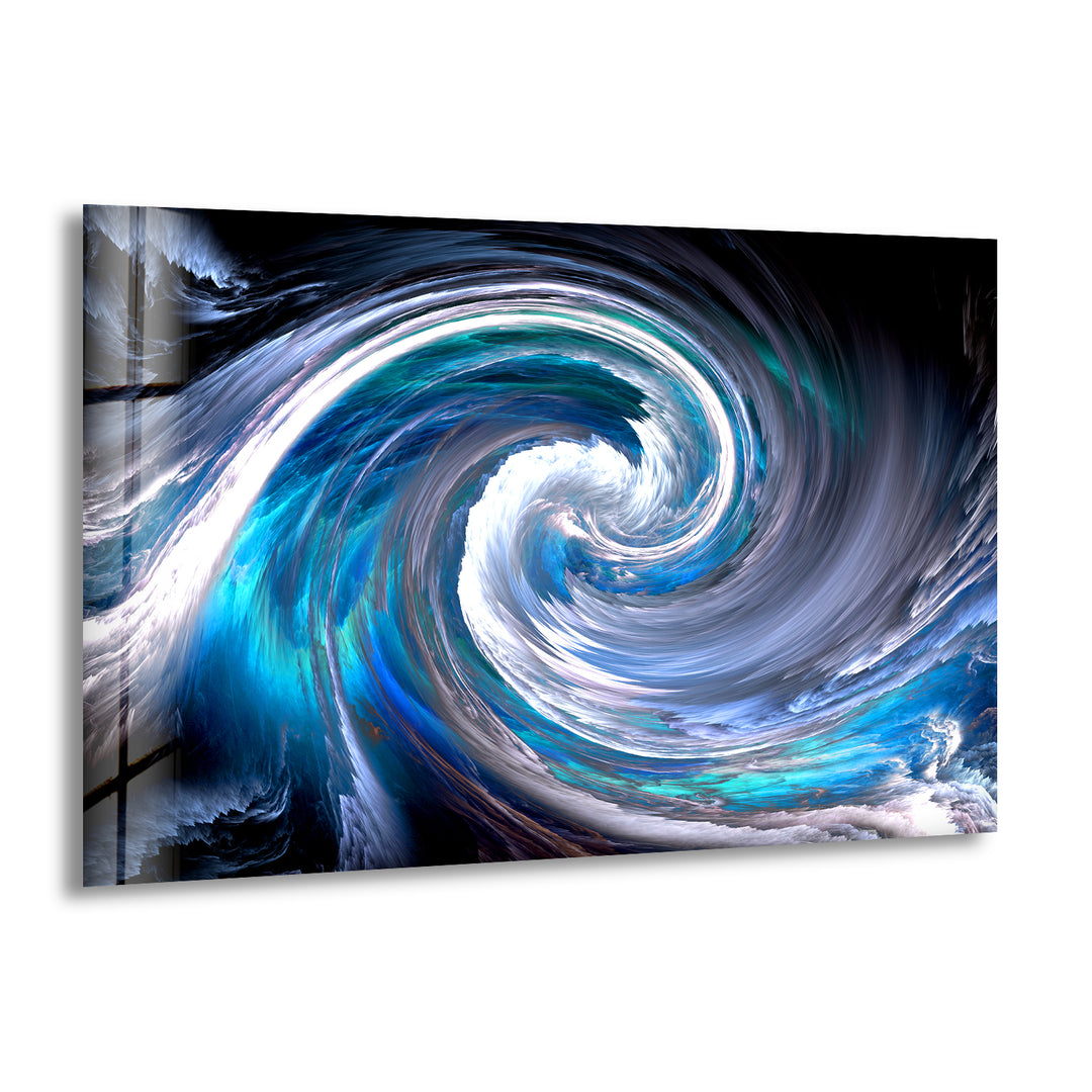 Blue Abstract Glass Wall Art | Blue Fractal Art