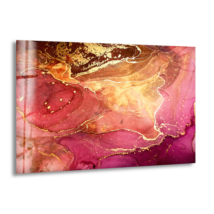 Hot Pink Gold Abstract Glass Wall Art