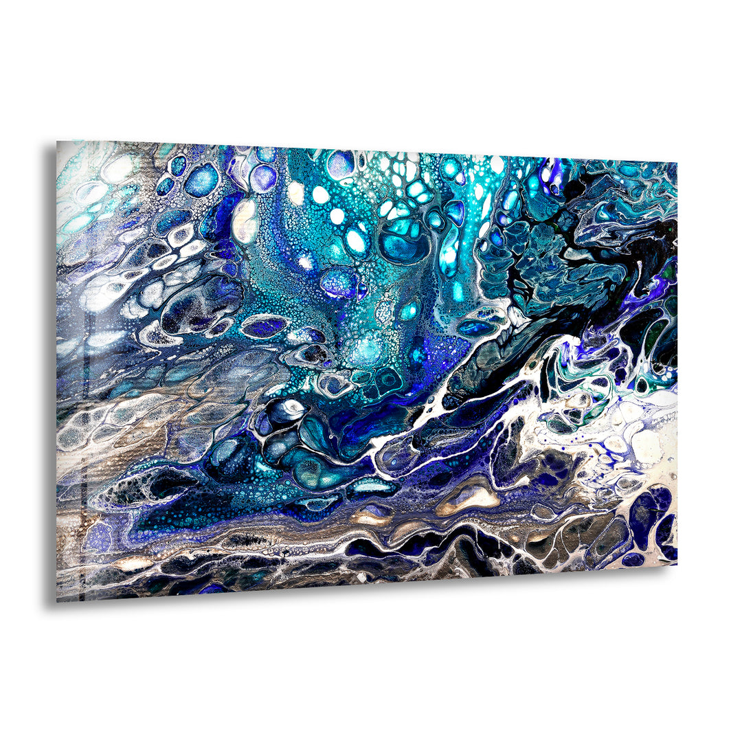 Turquoise Blue Alcohol ink Glass Wall Art