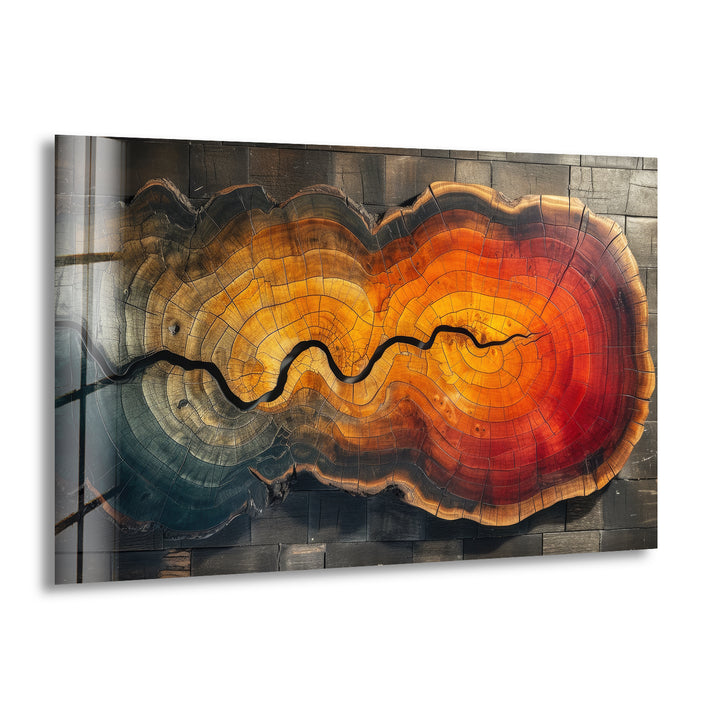 Split Tree Trunk Abstract Glass Wall Art