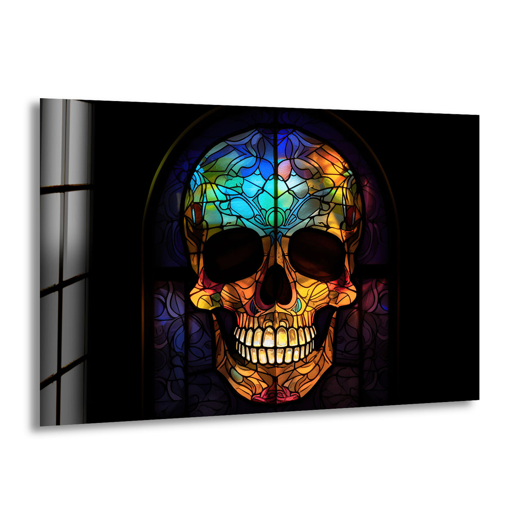 Orange Skull Glass Picture Prints & Cool Wall Art