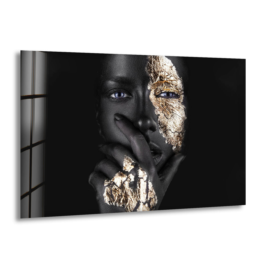 Woman Portrait with Gold Cool Art Prints & Glass Photo