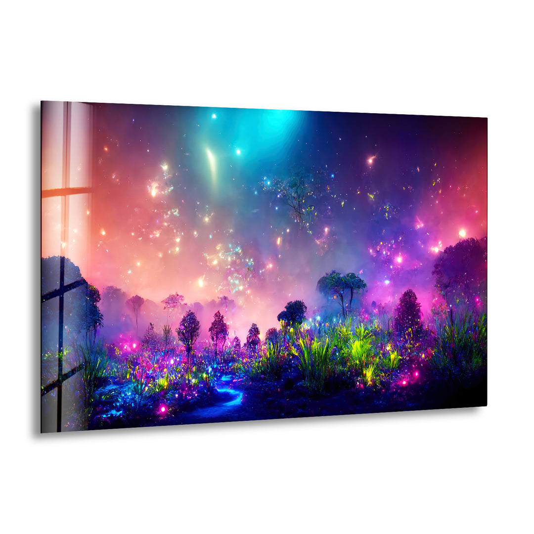 Bioluminescence Plants Glass Wall Art, print picture on glass, Tempered Glass Wall Art