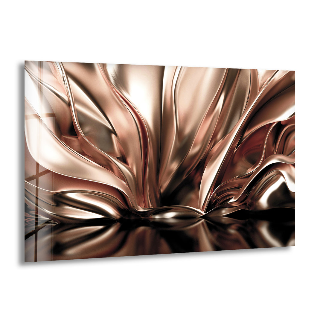 Bronze Background with Satin Drapery Glass Wall Art