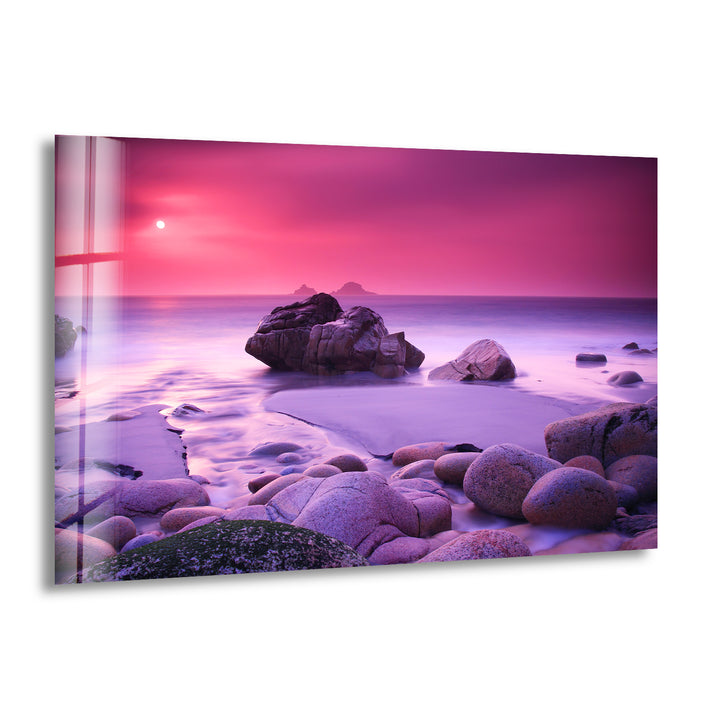 Pink Haze And Stones Glass Wall Art glass image printing, glass prints from photos