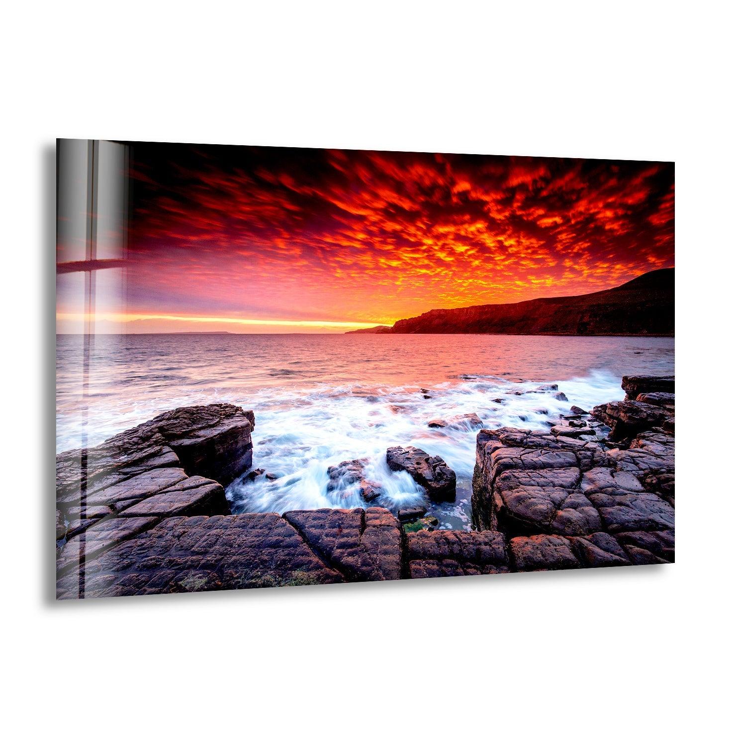 Sky Red at Night Glass Wall Art