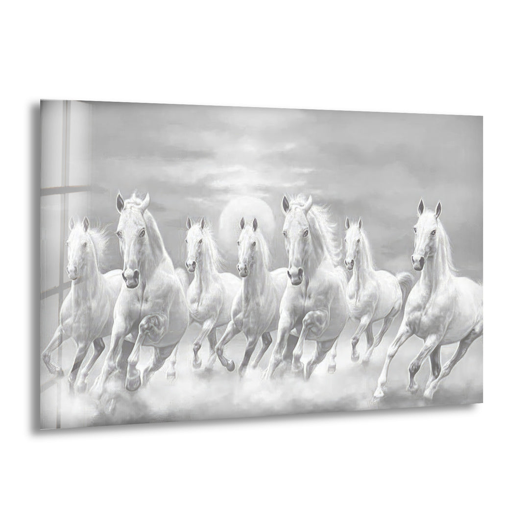 White Horses Running Glass Wall Art stained glass wall art, stained glass wall decor