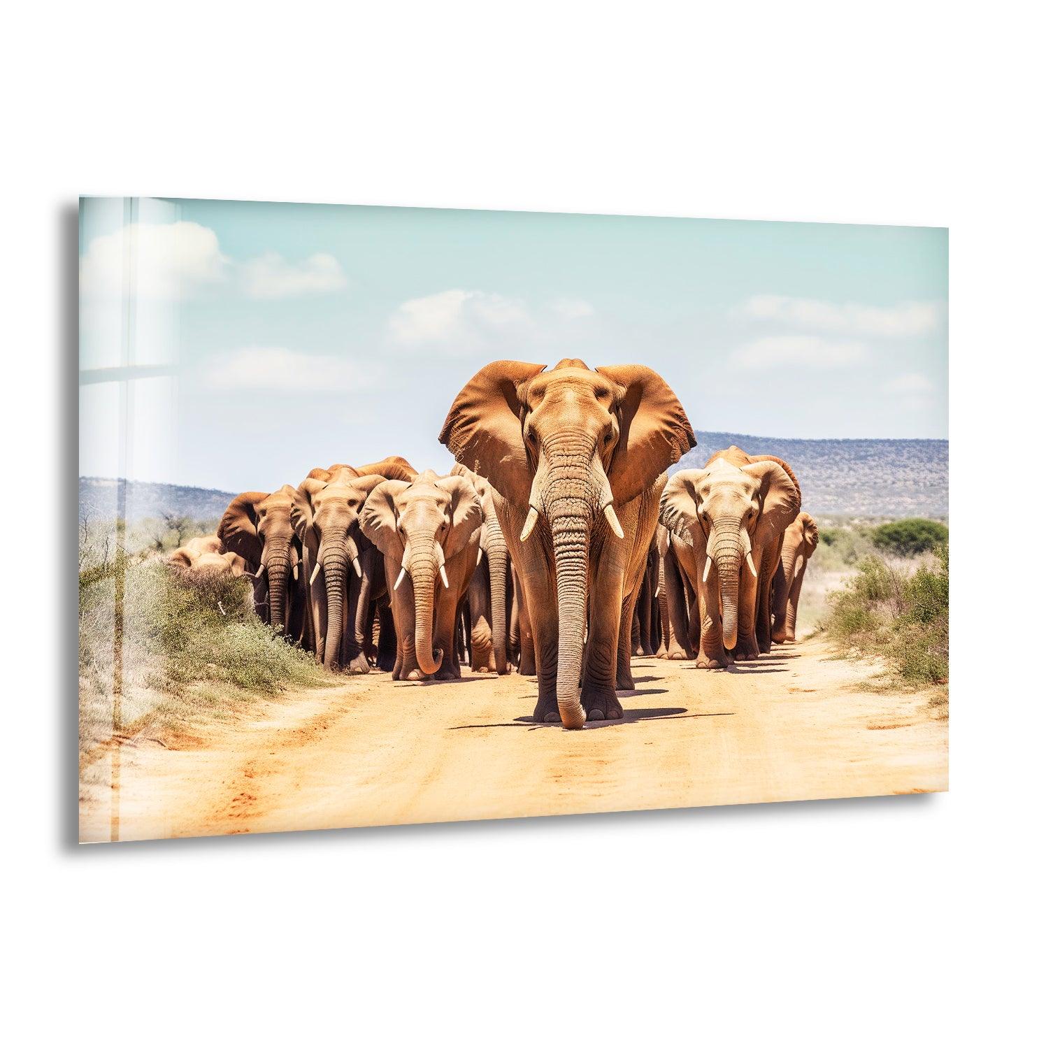 Elephants wall art, Herd of deals Elephants Cavas Print