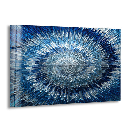 Abstract Blue Textured Glass Wall Art Elegant Glass Photo Prints for Decor