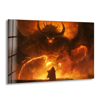 Balrog vs Gandalf Tempered Glass Wall Art - Transform your space with elegant Tempered Glass Wall Art. From custom glass pictures to abstract glass art, find the perfect piece for your living room. Our glass photo prints and picture on glass options ensure vivid, lasting beauty. Shop now for vibrant wall decor and fast, free delivery.