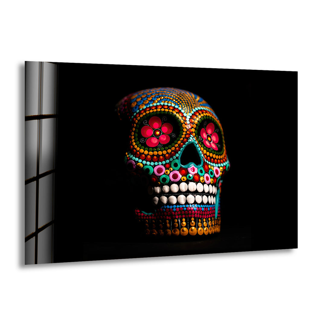 Calavera Sugar Mexican Skull Glass Wall Art