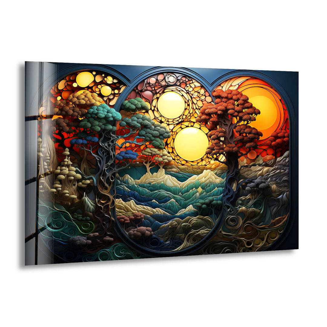 Stained Nature Sunset Glass Wall Art art glass wall art, glass wall art pictures