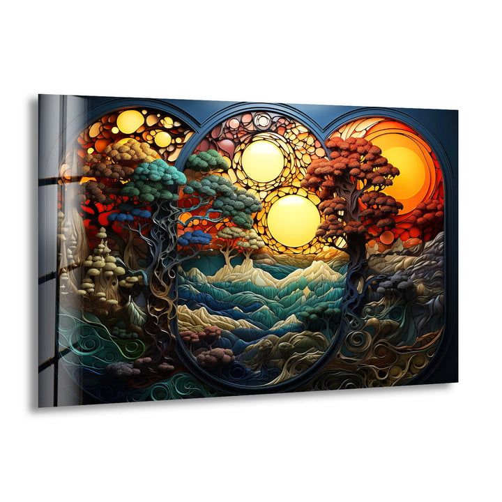 Stained Nature Sunset Glass Wall Art art glass wall art, glass wall art pictures