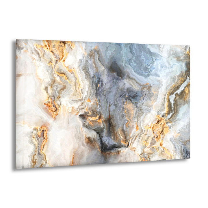 Curly Gray and Gold Veins Marble Glass Wall Art