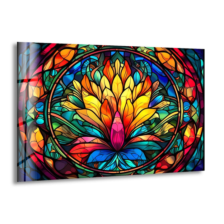 Stained Lotus Glass Wall Art custom glass photo prints, large glass prints