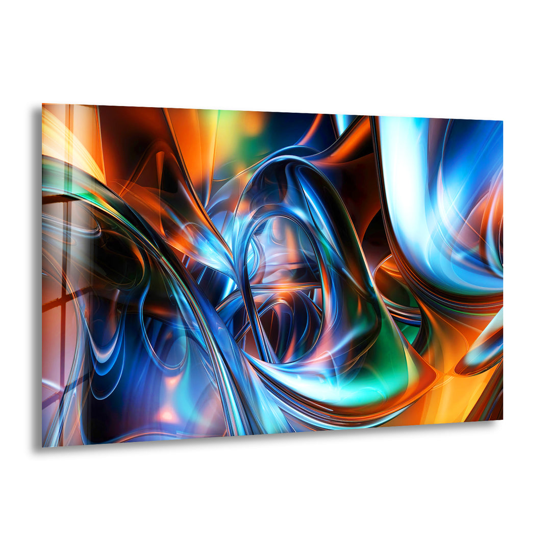 Blue Digital Fractal Artwork Glass Wall Art glass wall decor, glass wall art decor
