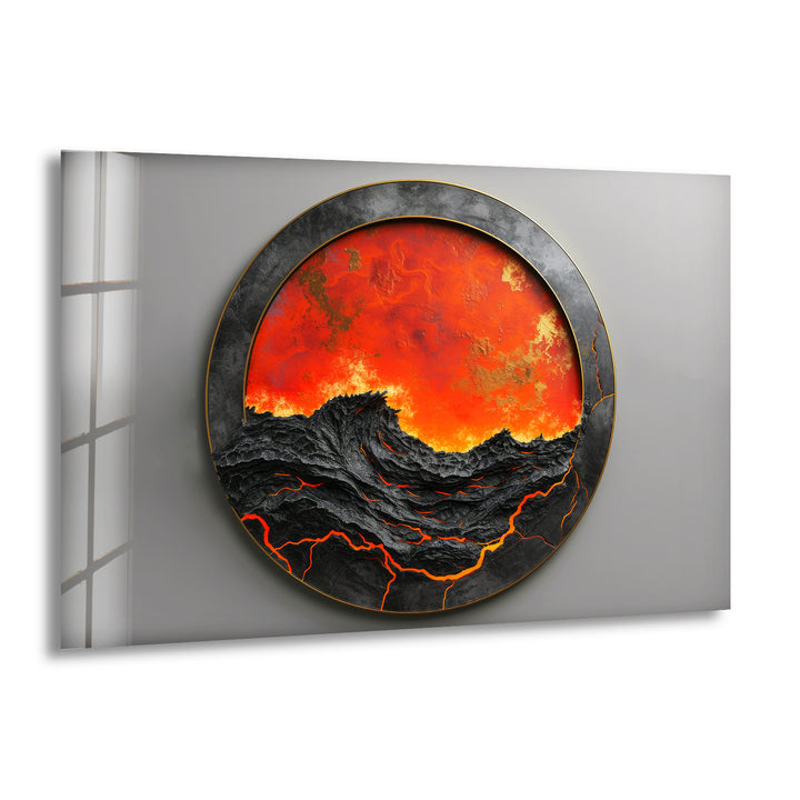 Modern Volcano Glass Wall Art