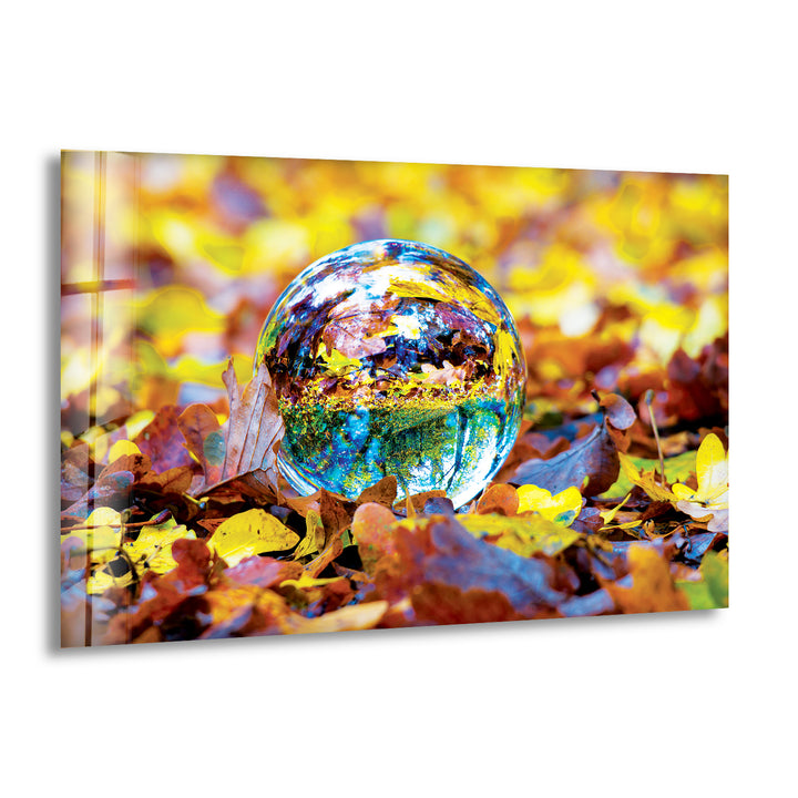 Fall Glass Sphere Autumn Glass Wall Art