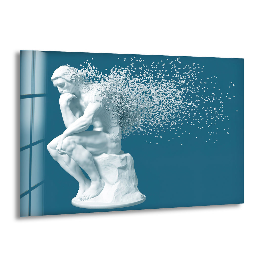 Thinking Man Sculpture Cool Art Prints & Glass Wall Decor