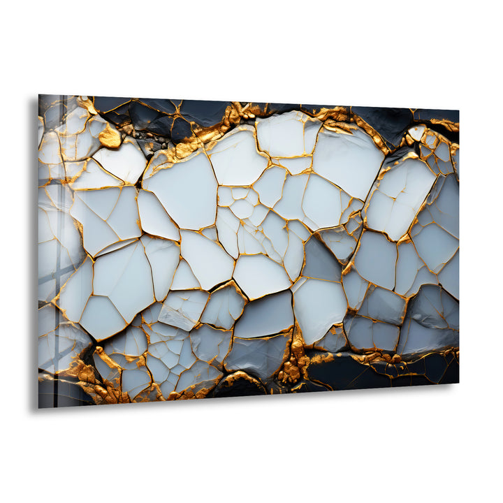 Marble with Gold Veins Glass Wall Art