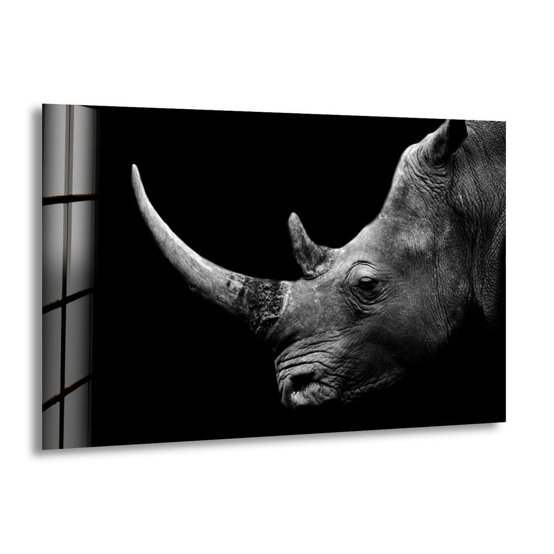 Rhino Head Glass Wall Art picture on glass wall art, photos printed on glass