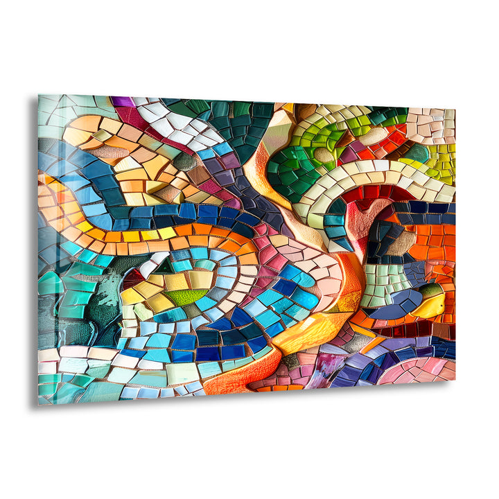 Mosaic Colorful Glass Wall Art print picture on glass, Tempered Glass Wall Art