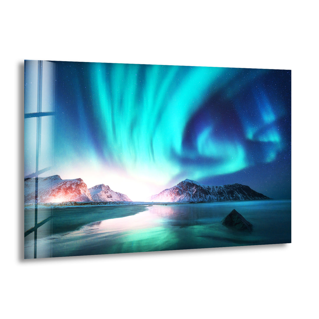 Aurora Northern Blue Glass Wall Art glass pictures for Wall, glass prints wall art