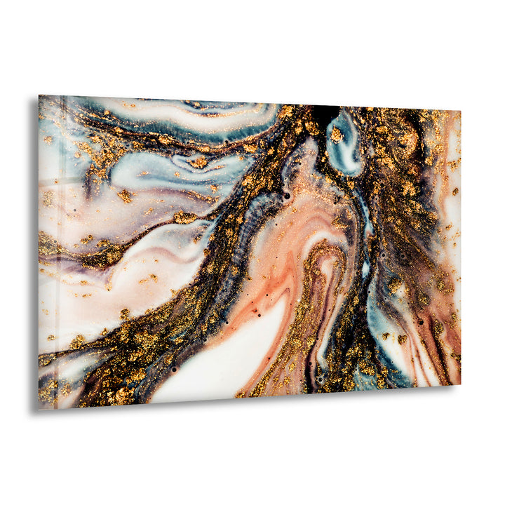 Gold and Pink Marble Glass Wall Art