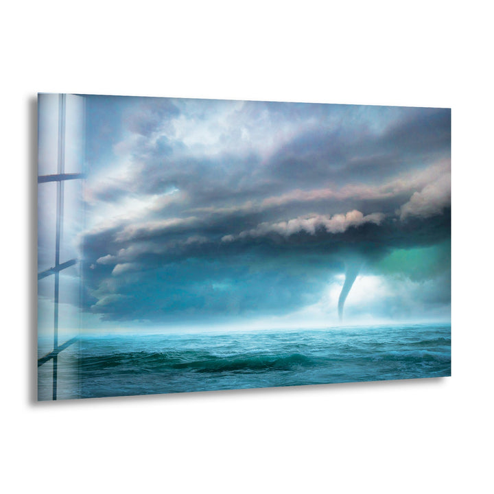 Tornado In Ocean Glass Wall Art custom glass pictures, glass art prints