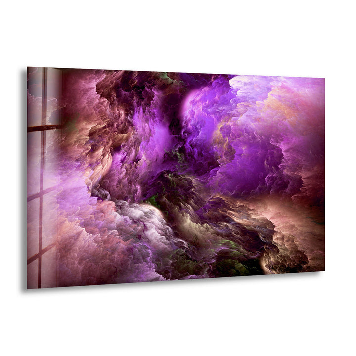 Purple Clouds Abstract Glass Wall Art