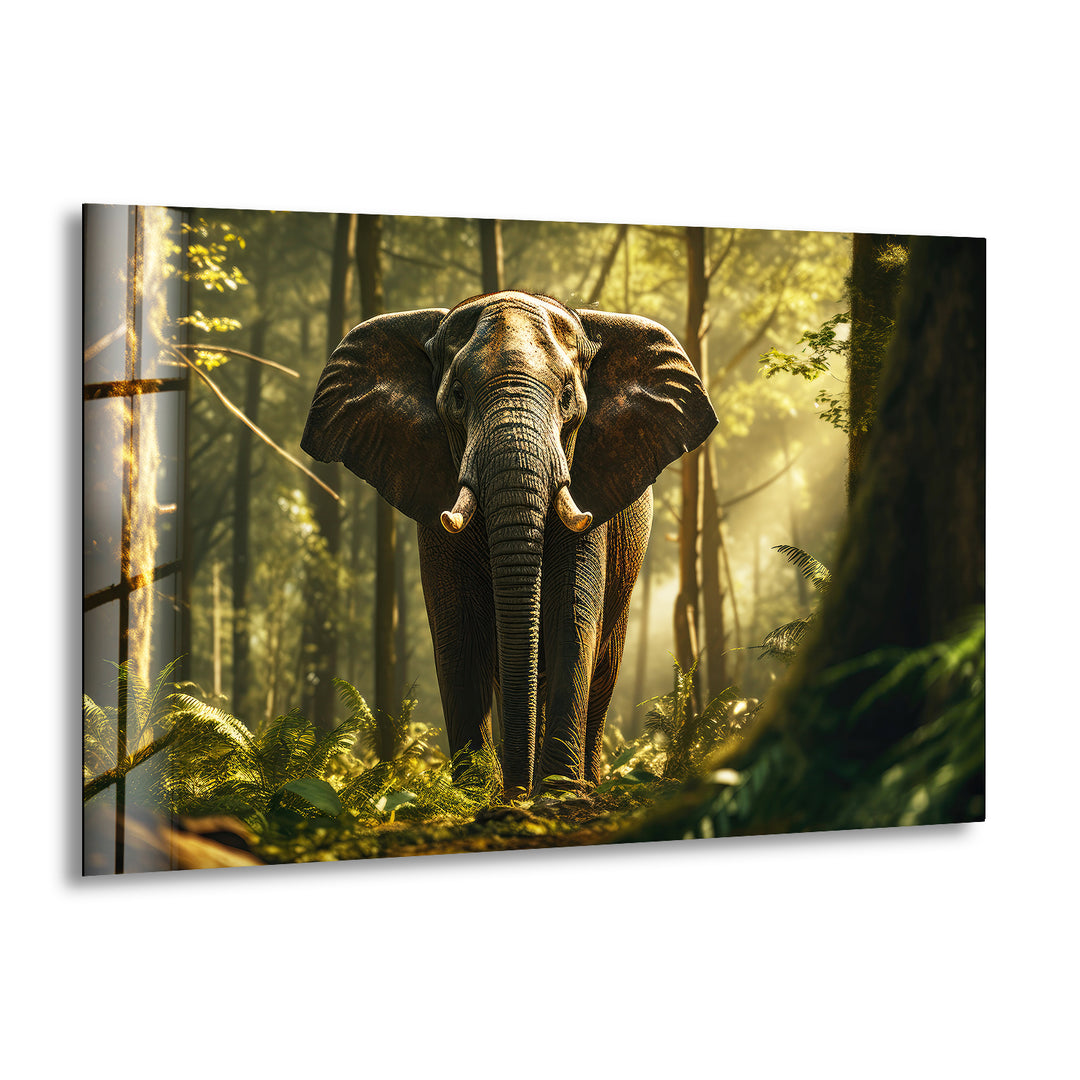 Elephant in The Forest Glass Wall Artprint picture on glass,Tempered Glass Wall Art