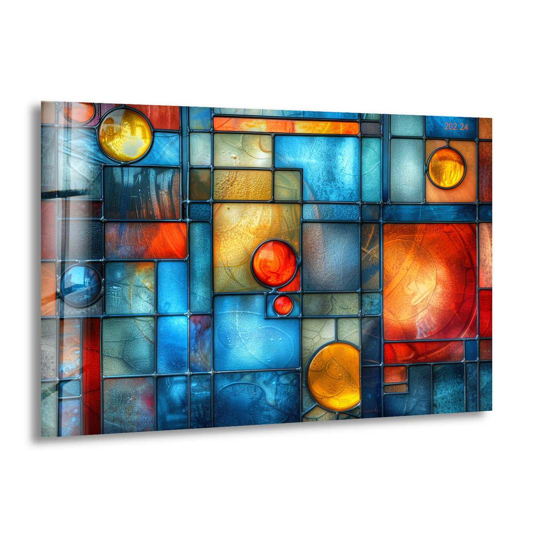 Colorful Stained Circle Glass Wall Art large glass photo prints, glass wall photos