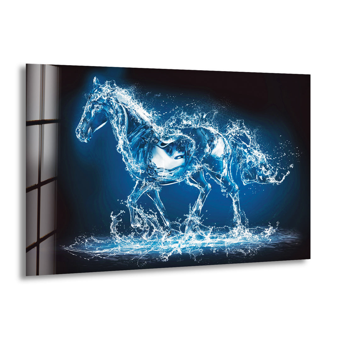 Water Splash Horse Cool Glass Art & Photo on Glass