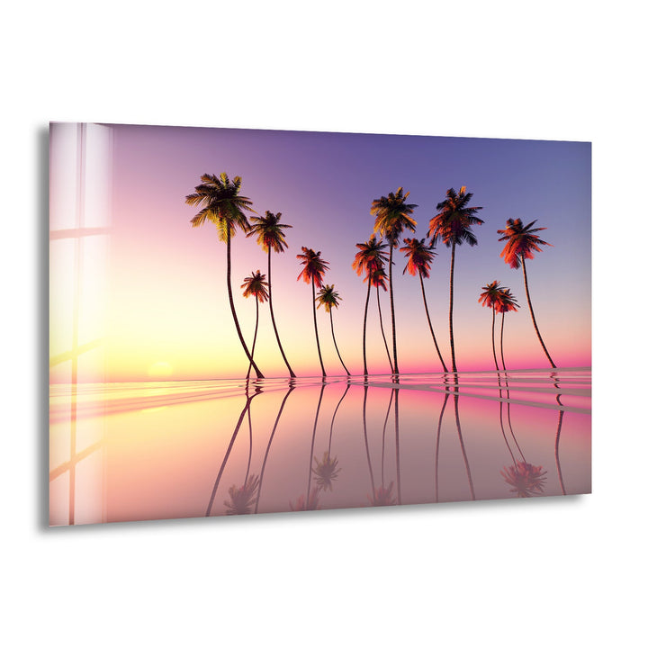 Palm Trees and Beach Glass Wall Art custom glass photo prints, large glass prints