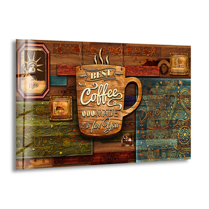 Time of Coffee Glass Wall Art