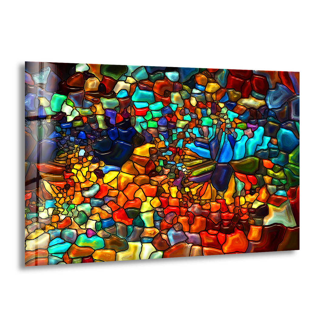 Colorful Mosaic Fragments Stained Glass Wall Art