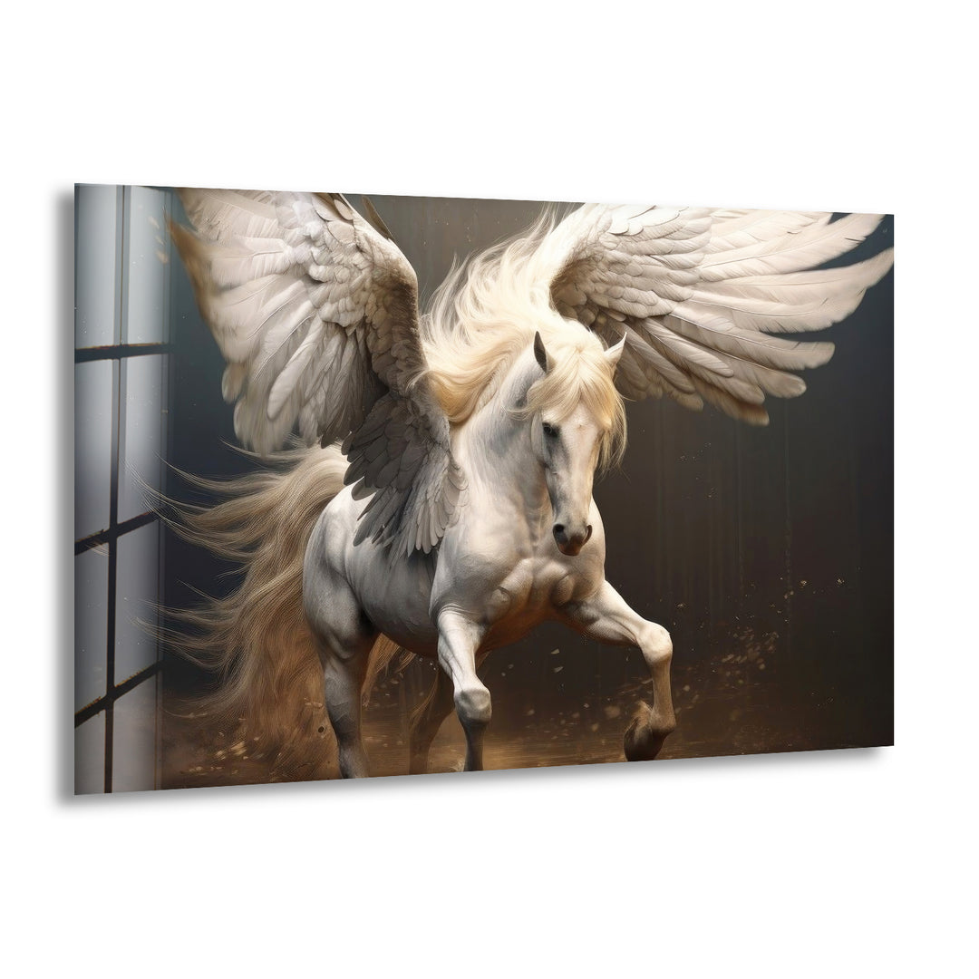 Winged Horses Glass Wall Art             glass wall decor, glass wall art decor