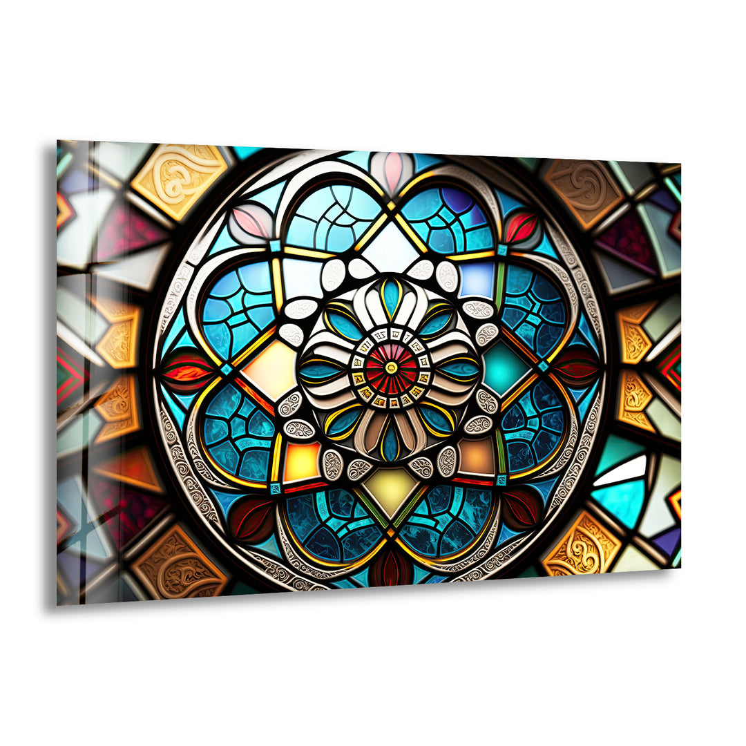 Mandala Stained Glass Wall Art print picture on glass, Tempered Glass Wall Art