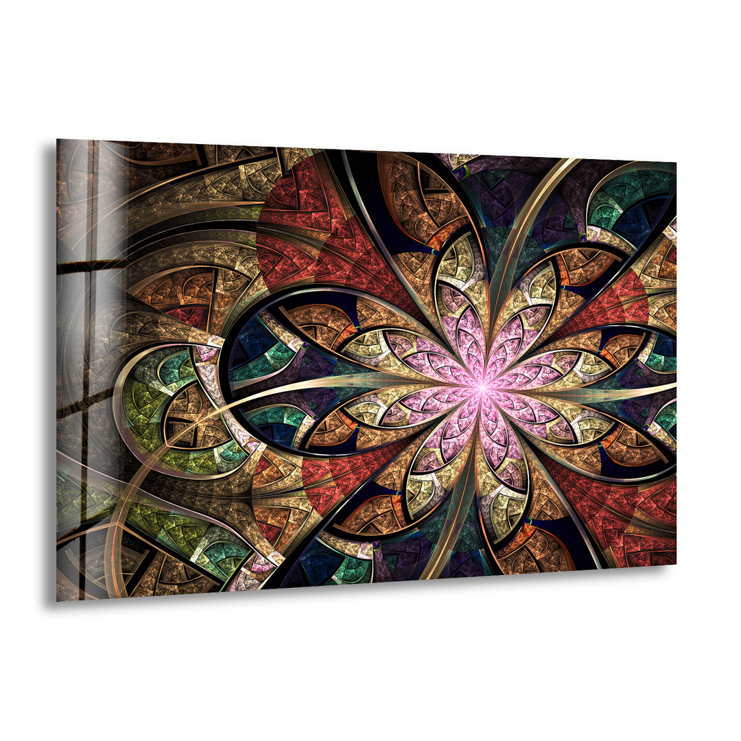 Decorative Brown Fractal Glass Wall Art custom glass photo prints, large glass prints
