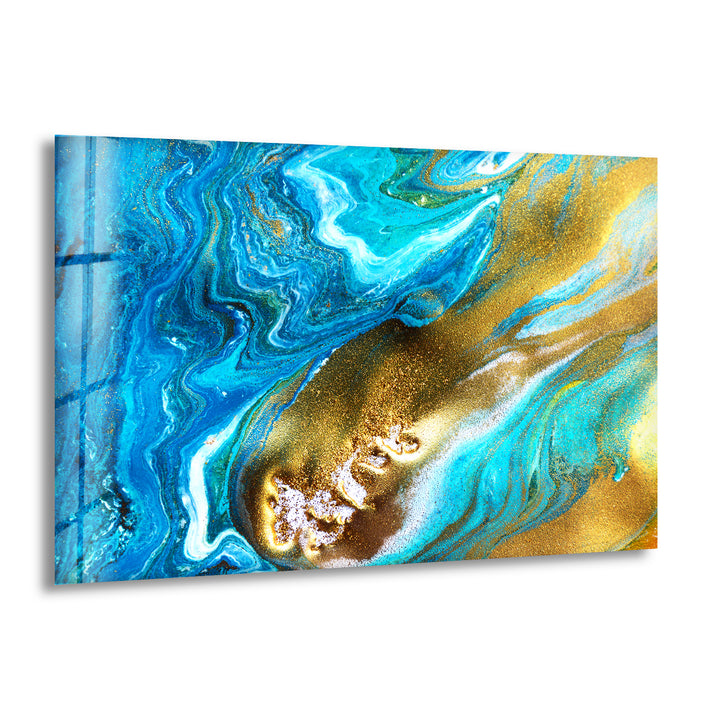 Liquid Blue Alcohol ink Glass Wall Art